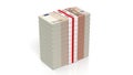 3D rendering of 50 Euros banknote bundles stack