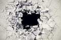 3d rendering, explosion, broken concrete wall, bullet hole, destruction, abstract background.