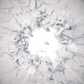 3d rendering, explosion, broken concrete wall, cracked earth, bullet hole, destruction, abstract background with volume