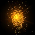 3D rendering of an explosion of gold particles