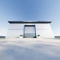 3d rendering of exterior of commercial building for industrial background