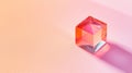 A 3D rendering of a faceted cube with a gradient of pink and orange hues. Royalty Free Stock Photo
