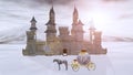 3D rendering of a fairytale winter castle.