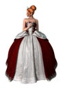 3D Rendering Fairytale Princess on White