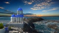 Hi3d rendering of Famous blue dome churches in Oia