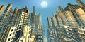 3d rendering fantastic and surrealistic art universe city of the future