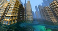 3d rendering fantastic and surrealistic art universe city of the future