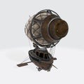 3D rendering of a fantasy airship in steampunk style isolated on a white background Royalty Free Stock Photo