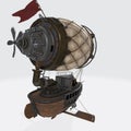 3D rendering of a fantasy airship in steampunk style isolated on a white background Royalty Free Stock Photo