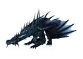 3D Rendering Fantasy Black Dragon on White