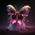 3d rendering of a fantasy butterfly on a dark background. Digital art.