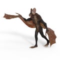 3d-illustration of an isolated creepy fantasy werebat