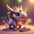 3D rendering of a fantasy dragon in the sand with bokeh background Royalty Free Stock Photo