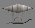 3D rendering of a fantasy elven airship isolated on a plain grey background