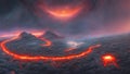 Closeup of fantasy hot lava planet with liquid magma Royalty Free Stock Photo
