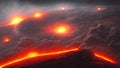 Closeup of fantasy hot lava planet with liquid magma Royalty Free Stock Photo