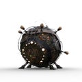 3D rendering of a fantasy Steampunk styled Victorian time machine isolated on a white background