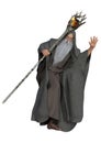 3D Rendering Fantasy Wizard on White