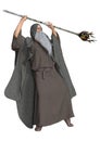 3D Rendering Fantasy Wizard on White