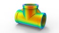 3D rendering - FEA analysis of a T-Branch gas pipe
