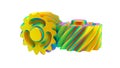 3D rendering - FEA analysis of two helical gears Royalty Free Stock Photo