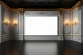 3D rendering features a radiant blank wall in a grand showroom setting