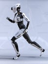 3D rendering of a female android robot running