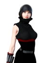 3D Rendering Female Ninja on White