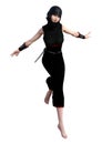 3D Rendering Female Ninja on White