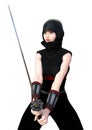 3D Rendering female ninja on white