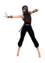 3D Rendering Female Ninja on White