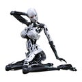 3D Rendering Female Robot on White