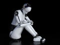 3D rendering of female robot looking sad