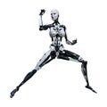 3D Rendering Female Robot on White