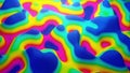 3d rendering. Festive abstract liquid rainbow color gradient background. Abstract wavy pattern on bright glossy surface