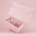 3D Rendering Festive Empty Pink Carton Packaging Box for Snack, Beauty, Skincare or Toiletries Product Display