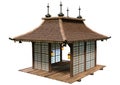 3D Rendering Feudal Japanese House on White Royalty Free Stock Photo