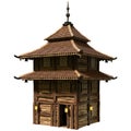 3D Rendering Feudal Japanese House on White Royalty Free Stock Photo