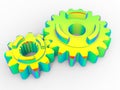 3D rendering - finite element analysis of two interlocking cogs Royalty Free Stock Photo