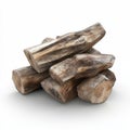 A 3D rendering of a firewood stack on an isolated white background. Royalty Free Stock Photo