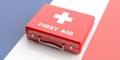 3d rendering first aid kit on France flag background