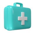 3d rendering of first aid medical box with cross icon. Healthcare industry supplies and drugs Royalty Free Stock Photo