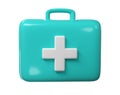 3d rendering of first aid medical box with cross icon. Healthcare industry supplies and drugs Royalty Free Stock Photo