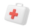 3d rendering of first aid medical box with red cross icon. Healthcare industry supplies and drugs Royalty Free Stock Photo