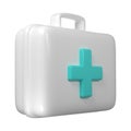 3d rendering of first aid medical box with turquoise cross icon. Healthcare industry supplies and drugs Royalty Free Stock Photo