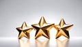 3d rendering of five golden stars on a white background with shadow Royalty Free Stock Photo