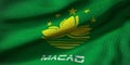 3d rendering of a flag Macau with fabric texture