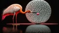 3D rendering, A flamingo playing ping pong with a flamingo feather, Generative Ai Royalty Free Stock Photo