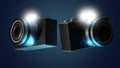 a flashing camera floating on a black background Royalty Free Stock Photo