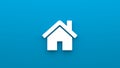Minimalistic house icon. 3d rendering of a flat icon on a blue background. Royalty Free Stock Photo